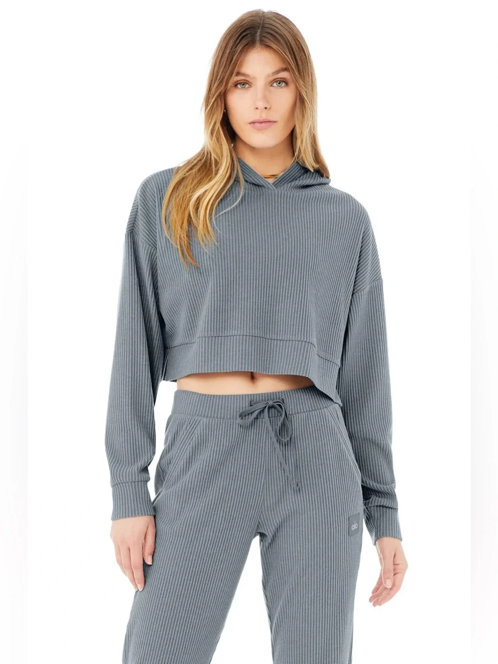 ALO Muse Hoodie and Sweatpants Set - Steel Blue